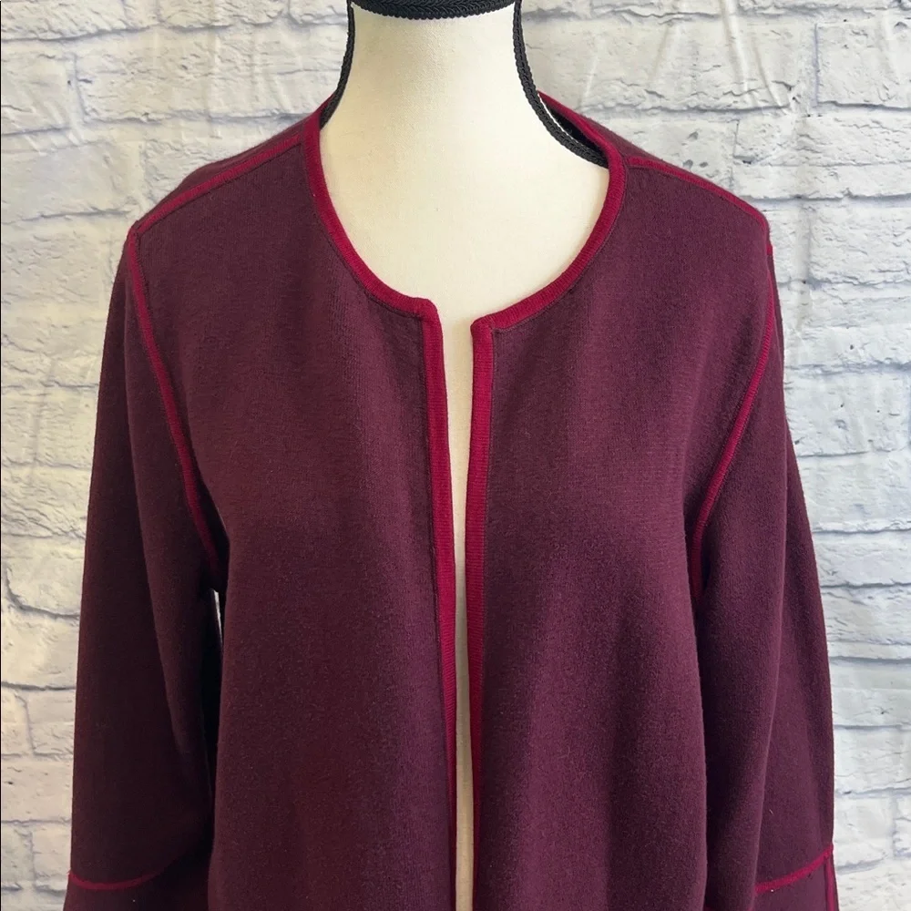 Chico’s Reversible Coat Cardigan Contrast Piping Topper Open Front Chicos 3 XL